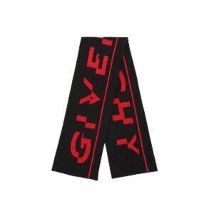 Givenchy Logo Football Scarf in Black/Red NWT